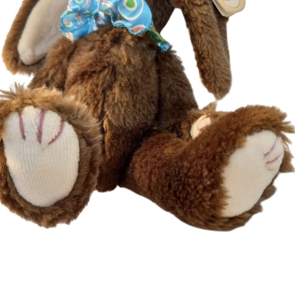 Ty Attic Treasures Bunny Brown Jointed Plush Rose Blue Bow Stuffed Rabbit NEW - Picture 3 of 11